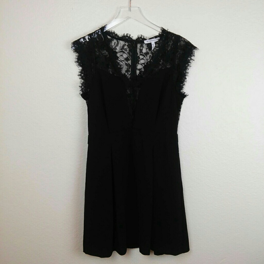BCBGeneration Size 10 Black Lace Back Dress